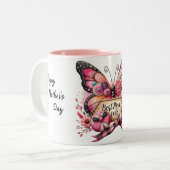 Personalisierter Muttertagsschmetterling Zweifarbige Tasse (Vorderseite Links)