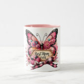 Personalisierter Muttertagsschmetterling Zweifarbige Tasse (Mittel)