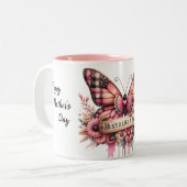Personalisierter Muttertagsschmetterling Zweifarbige Tasse (Vorderseite Links)