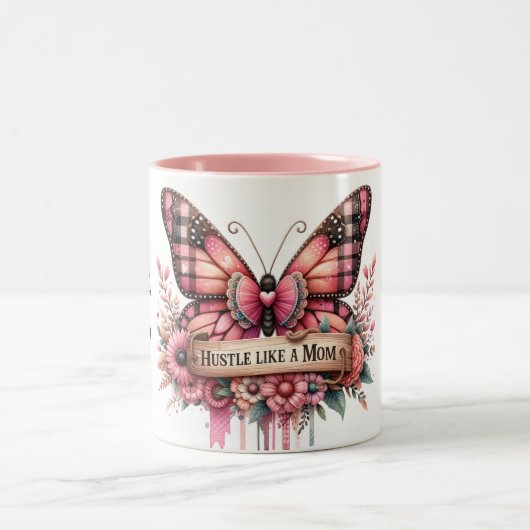 Personalisierter Muttertagsschmetterling Zweifarbige Tasse (Mittel)