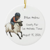 Personalisierter Mutton Bustin Rodeo Junge  Keramik Ornament (Vorne)