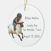 Personalisierter Mutton Bustin Rodeo Junge  Keramik Ornament (Links)