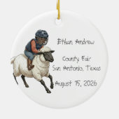 Personalisierter Mutton Bustin Rodeo Junge  Keramik Ornament (Hinten)