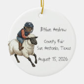Personalisierter Mutton Bustin Rodeo Junge Keramik Ornament (Vorne)