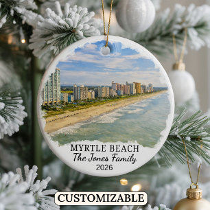 Personalisierter Myrtle Beach Weihnachtsschmuck, S Keramik Ornament