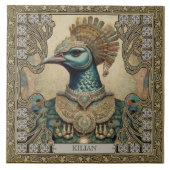 Personalisierter Mystical Peacock Jeweled Splendor Fliese (Vorderseite)