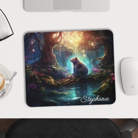 Personalisierter Mystischer Waldbär Mousepad