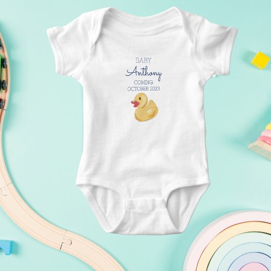Personalisierter Nachname Ankündigung von Baby Duc Baby Strampler