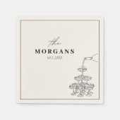 Personalisierter Nachname Champagne Sketch Napkins Serviette (Vorderseite)
