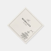 Personalisierter Nachname Champagne Sketch Napkins Serviette (Ecke)