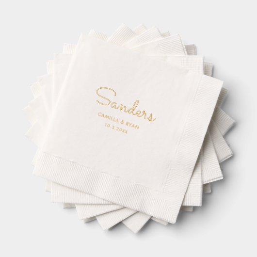 Personalisierter Nachname Gold Foil Wedding Napkin Servietten Mit Folie (Insitu (Gestapelt))