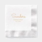 Personalisierter Nachname Gold Foil Wedding Napkin Servietten Mit Folie (Vorderseite)