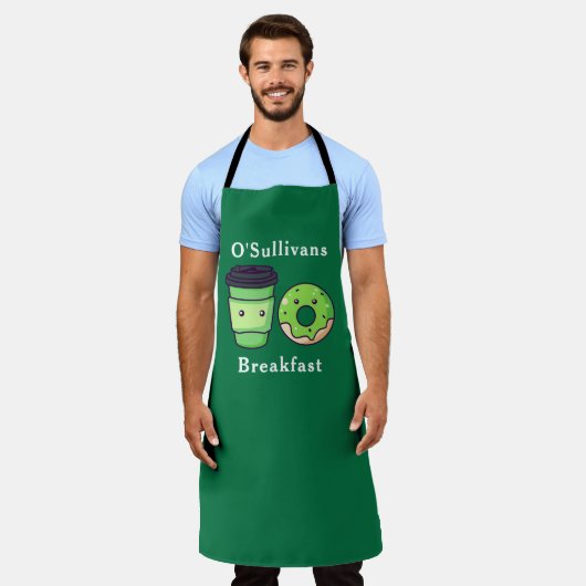 Personalisierter Nachname Green Irish Breakfast Sc Schürze (Getragen)