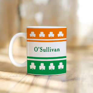 Personalisierter Nachname Irland Flaggenfarben Kaffeetasse
