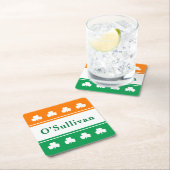 Personalisierter Nachname Irland Flaggenfarben Rechteckiger Pappuntersetzer (Vor Ort)
