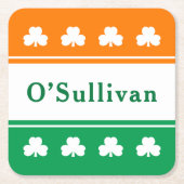 Personalisierter Nachname Irland Flaggenfarben Rechteckiger Pappuntersetzer (Vorderseite)