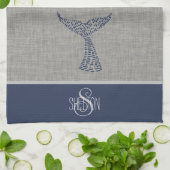 Personalisierter Nachname Nautischer Schwanz Kunst Geschirrtuch (Gefaltet)