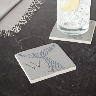 Personalisierter Nachname Nautischer Schwanz Kunst Steinuntersetzer