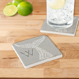 Personalisierter Nachname Nautischer Schwanz Kunst Steinuntersetzer