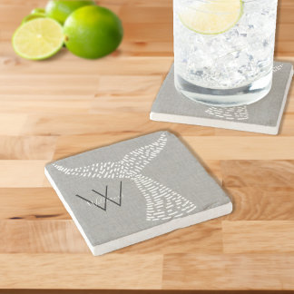 Personalisierter Nachname Nautischer Schwanz Kunst Steinuntersetzer