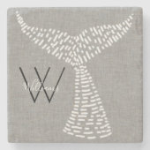 Personalisierter Nachname Nautischer Schwanz Kunst Steinuntersetzer (Vorderseite)