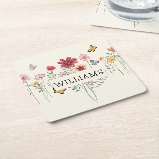 Personalisierter Nachname Rechteckiger Pappuntersetzer (angewinkelt)