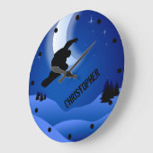 Personalisierter Nachtsnowboarding-Berg und Mond Große Wanduhr (Winkel)