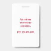 Personalisierter Nahrungsmittelallergie-Alarm Ausweis (Back)