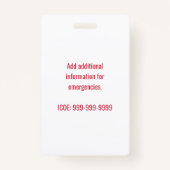 Personalisierter Nahrungsmittelallergie-Alarm Ausweis (Rückseite)