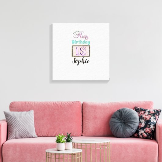 Personalisierter Name 18. Geburtstag Leinwand (Insitu (Wohnzimmer))