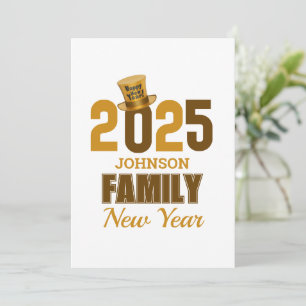 Personalisierter Name 2025 Familie glücklich Neues Feiertagskarte