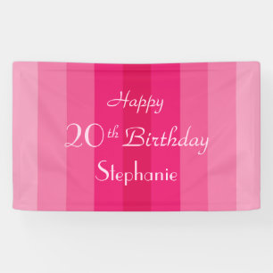 Personalisierter Name 20. 25. Geburtstag Rosa Stre Banner