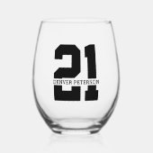 Personalisierter Name 21. Geburtstag Moderne Weinglas Ohne Stiel (Vorderseite)