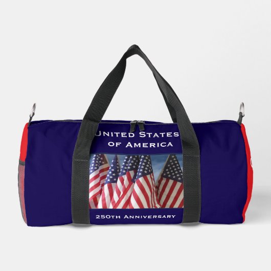 Personalisierter Name 250 Jubiläum USA Flaggen Duffle Bag (Rückseite)