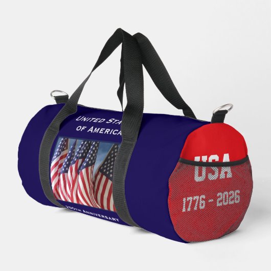 Personalisierter Name 250 Jubiläum USA Flaggen Duffle Bag (Rechte Ecke)