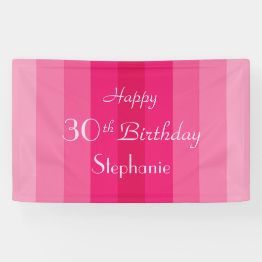 Personalisierter Name 30. 35. Geburtstag Rosa Stre Banner (Horizontal)