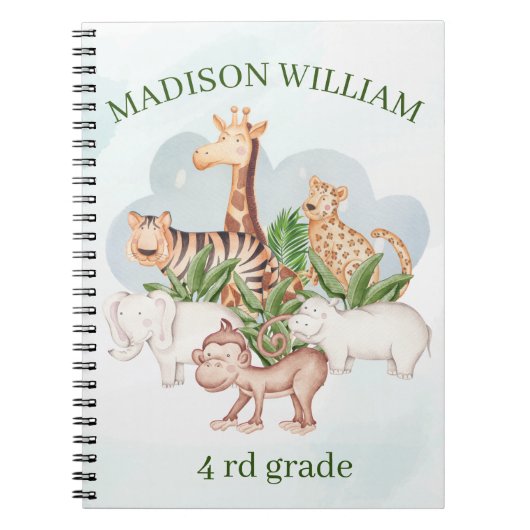 Personalisierter Name 4Rd Wildtier-Notebook Notizblock (Vorderseite)