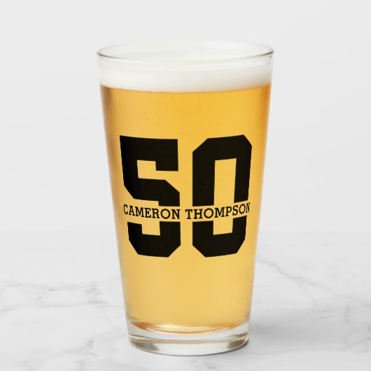 Personalisierter Name 50. Geburtstag Moderne Glas (Vorne (Gefüllt))