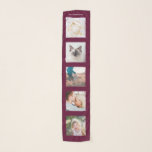 Personalisierter Name 5 FotoCollage Schal<br><div class="desc">Personalisiert Familienname burgundisch dunkler Kirschwein rot 5 Foto Collage Scarf Maßgeschneiderte Fotovorlagen mit personalisierter und einzigartiger persönlicher Collage,  modernes und cooles Bildgitter für eine schöne Geschenkidee.</div>