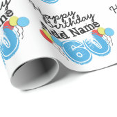 Personalisierter Name 60 yr Bday Blue - 60. Geburt Geschenkpapier (Rolleneckpunkt)