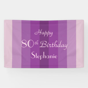 Personalisierter Name 80. Geburtstag Lila Streifen Banner