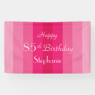 Personalisierter Name 85. Geburtstag Rosa Streifen Banner