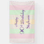 Personalisierter Name 90. Geburtstags Pastellstrei Banner (Vertikal)