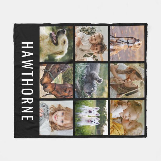 Personalisierter Name 9 FotoCollage Fleecedecke (Vorderseite (Horizontal))