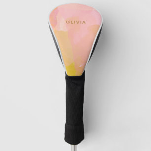 Personalisierter Name Abstract Pink Gelb Weiblich Golf Headcover