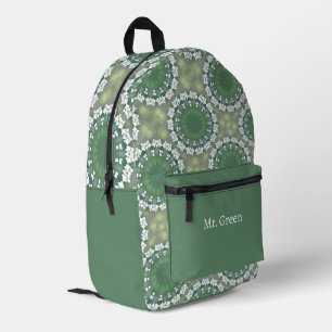 Personalisierter Name Abstrakt Art Frühjahr Grün Bedruckter Rucksack
