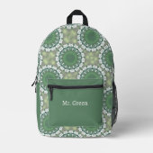 Personalisierter Name Abstrakt Art Frühjahr Grün Bedruckter Rucksack (Vorderseite)