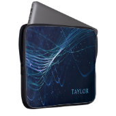 Personalisierter Name Abstrakt dunkel blau Laptopschutzhülle (Vorne Rechts)