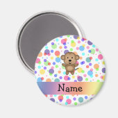 Personalisierter Name Affe Regenbogenpolka Punkte Magnet (Vorderseite/Rückseite)