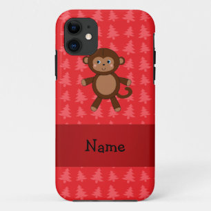 Personalisierter Name Affen Rote Weihnachtsbäume Case-Mate iPhone Hülle